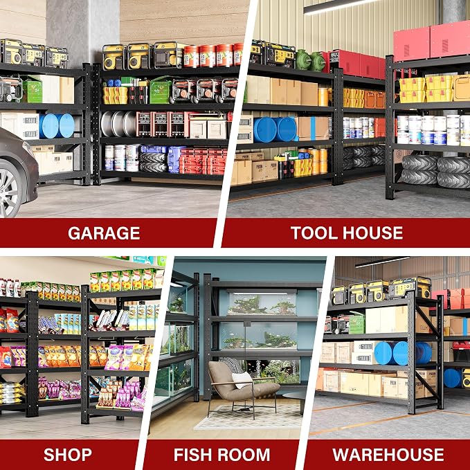9000LBS Heavy Duty Garage Shelving Units,75" Wide & Deep Storage Shelves,Metal Garage Shelves,Large Storage Rack,Steel Shelf,Industrial Shelving for Shop,Warehouse,Basement,75" W x 24" D x 70" H - Image 6