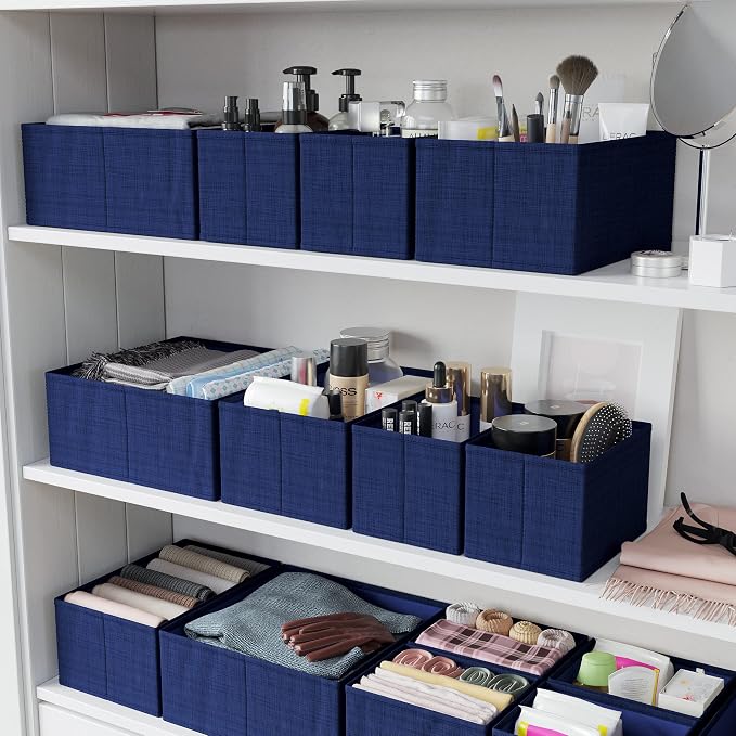 Drawer Organizer Clothes Set of 12 Navy - Dresser Organizer For Nursery, Bedroom, Closet - Perfect Baby Clothes Organizer and Storage & General Nursery Organization or Dresser Drawer Organizers - Image 6