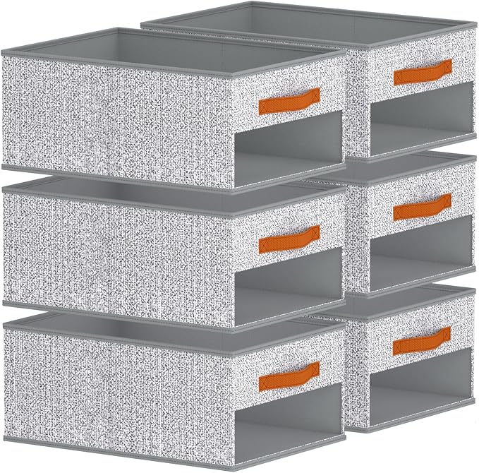 Homsorout Drawer Organizers and Storage - 6 Pack Foldable Pants Organizer with Clear Window & Handles, Fabric Closet Organizer for Clothes, Jeans, Sweaters, Towels, T-shirt, Scarf (Ant Light Gray) - Image 9
