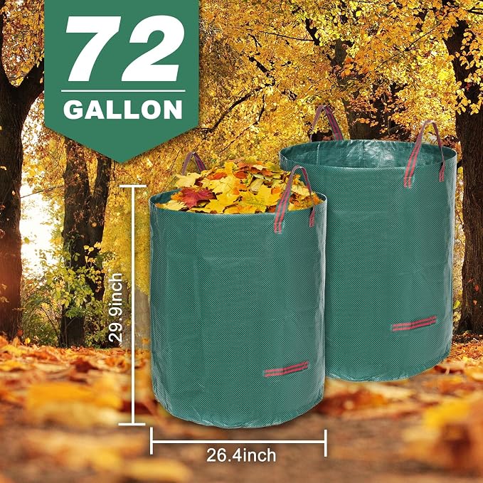 Joyhalo Reusable Yard Waste Bags, 72 Gallon Lawn And Leaf Bags 3 Pack, Heavy Duty Garden Bags With Gardening Gloves, Standable Garden Waste Bag With 4 Handles, Camping Yard Recycling Bag For Leaves - Image 6