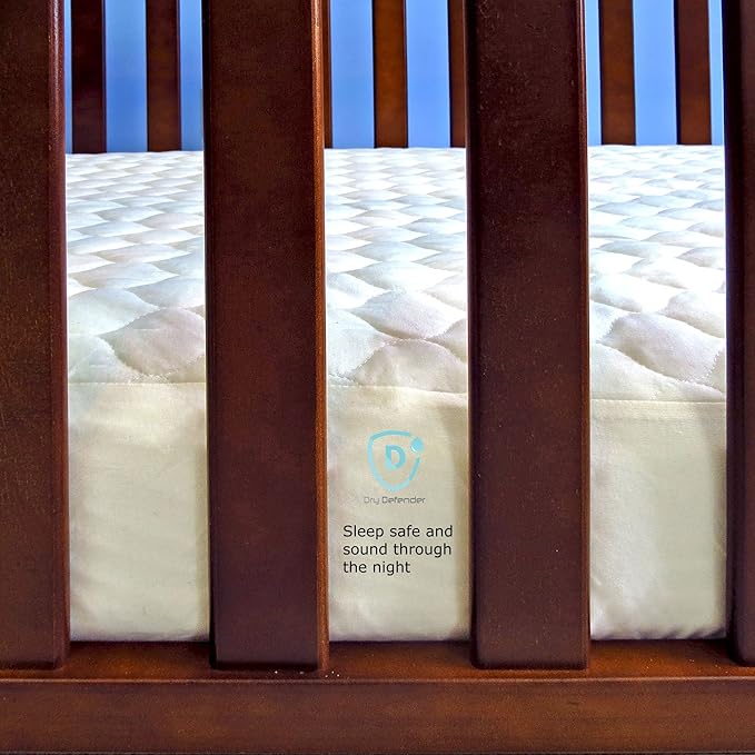 Organic Cotton Waterproof Fitted Crib Pad - Natural Baby Crib Mattress Cover & Protector - Unbleached, Non-Toxic & Hypoallergenic (28" x 52" x 7")