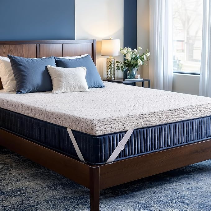 Subrtex Memory Foam Mattress Topper, 4 Inch King Mattress Topper for Pressure Relieving, Soft Breathable Single Bed Toppers Mattress Pads with Removable Washable Cover