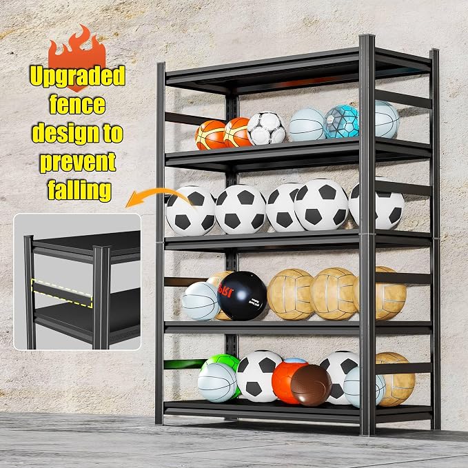 5-Tier Garage Shelving, 87''H*48''W*24''D Metal Storage Shelf ，2-in-1 Adjustable 3020 lbs Heavy Duty Unit Shelves, Upgraded Reinforced Double-Layer Columns for Basement Storehouse Pantry Rack - Image 9