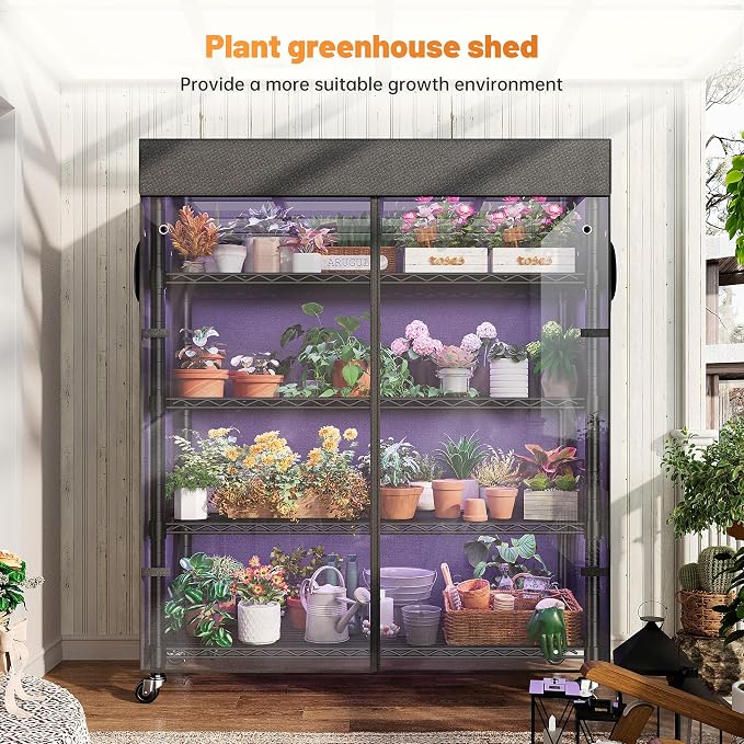 REIBII 72.8" H Storage Shelves with Cover & Wheels, Wire Shelving Heavy Duty Metal Shelving for Pantry Kitchen Garage, Storage Rack Shelf Shelving for Commercial Industrail, 35" W*16" D*72.8" H - Image 6