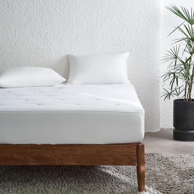 Simple&Opulence Cooling Quilted Mattress Pad – Fitted Sheet Mattress Protector Cover with Elastic Corners, Soft & Breathable, 16 Inch Deep Pocket (White, Twin)