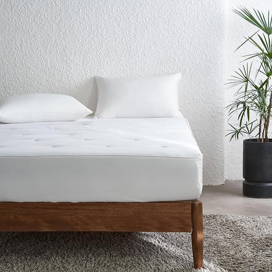Simple&Opulence Cooling Quilted Mattress Pad – Fitted Sheet Mattress Protector Cover with Elastic Corners, Soft & Breathable, 16 Inch Deep Pocket (White,King)