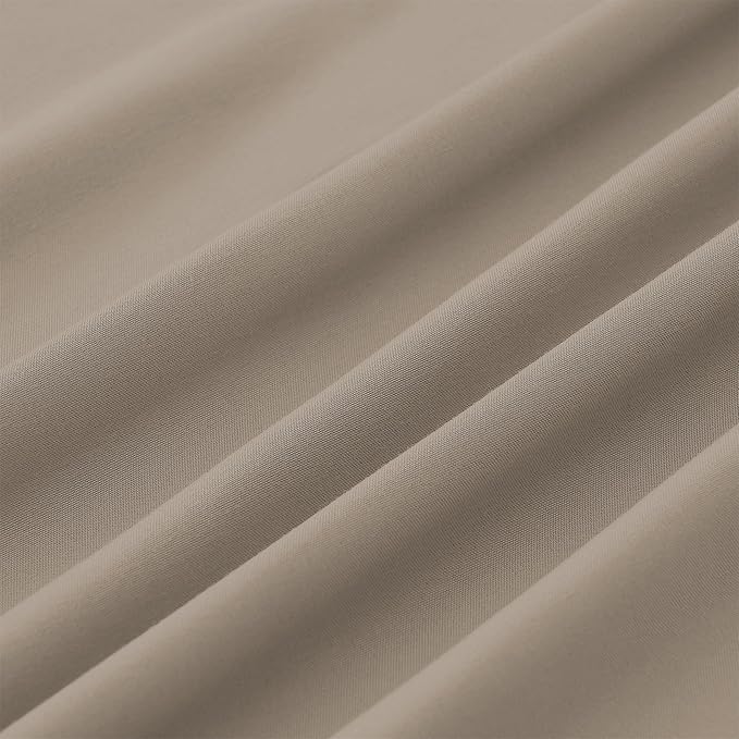 Modern Threads Soft Microfiber Solid Sheets - Luxurious Microfiber Bed Sheets - Includes Flat Sheet, Fitted Sheet with Deep Pockets, & Pillowcases Khaki Queen