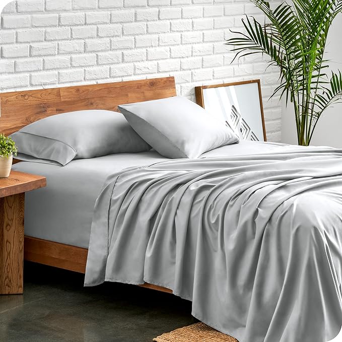 Bare Home Full Sheet Set - 1800 Ultra-Soft Microfiber Full Bed Sheets - Double Brushed - Deep Pockets - Easy Fit - 4 Piece Set - Bedding Sheets & Pillowcases (Full, French Grey)