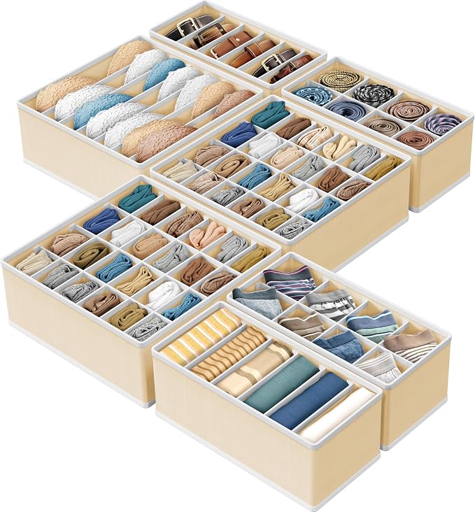 Simple Houseware Closet Underwear Organizer Drawer Divider Assorted 7 Pieces, Beige by SimpleHouseware