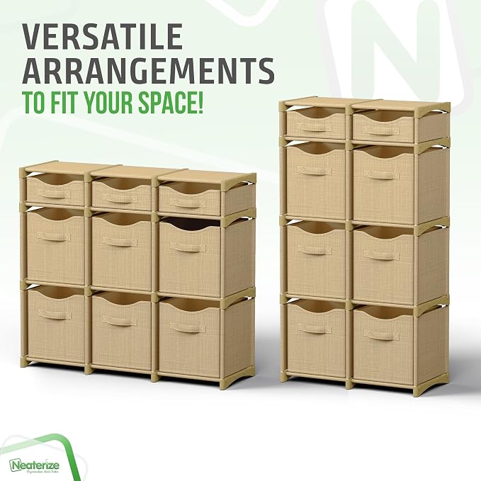 Cube Storage Organizer with Storage Bins Included - The Perfect Closet Organizers and Storage Solution. Includes 9 Storage Cubes, Great For Toy Storage, Closet Storage, Clothes Storage (Beige) - Image 5