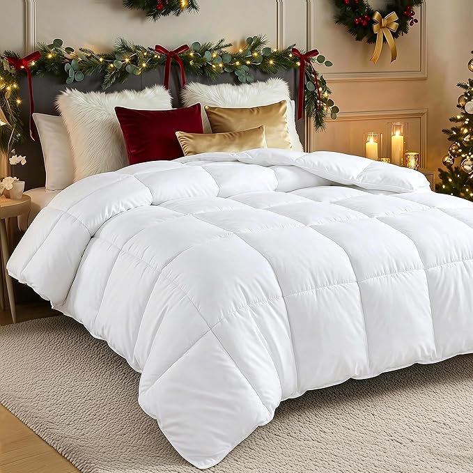 Utopia Bedding Comforters California King Size, All Season Duvet Insert, Down Alternative Box Stitched Bed Comforter with Corner Tabs, Machine Washable (White)