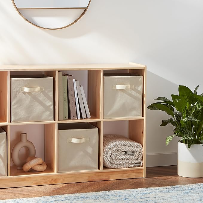 Amazon Basics Collapsible Fabric Storage Cubes Organizer with Handles, Sturdy Storage Bins for Organization, 10.5" x 10.5" x 11", Beige, 6-Pack - Image 5