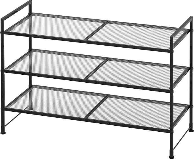 Simple Houseware 3-Tier Stackable Mesh Shoe Rack, Black by SimpleHouseware