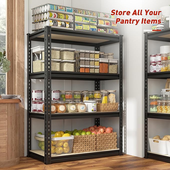 REIBII Storage Shelves Adjustable Metal Shelving 1600LBS Garage Shelves Industrial Metal Shelves 4 Tier Garage Shelving for Warehouse Basement Kitchen Pantry Closet, 11.8" D x 23.6" W x 56.7" H - Image 2