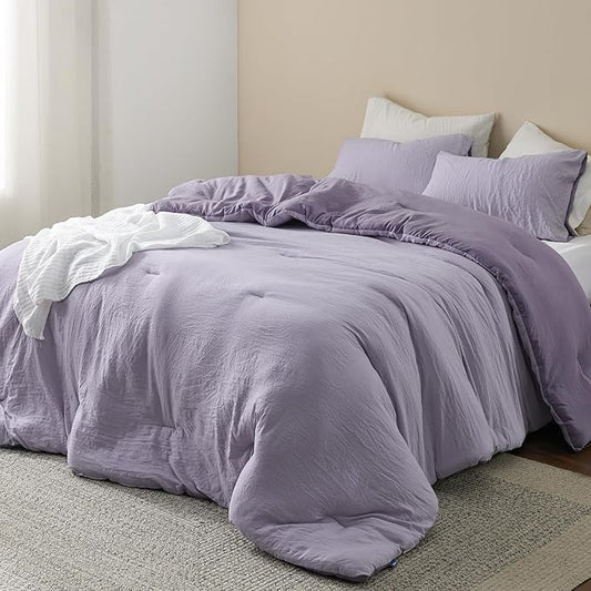 Bedsure King Comforter Set, Purple Lavender Soft Prewashed Bedding for All Seasons, 3 Pieces GentleSoft™ Bed Set, 1 Lightweight Comforter (104"x90") and 2 Pillowcases (20"x36")
