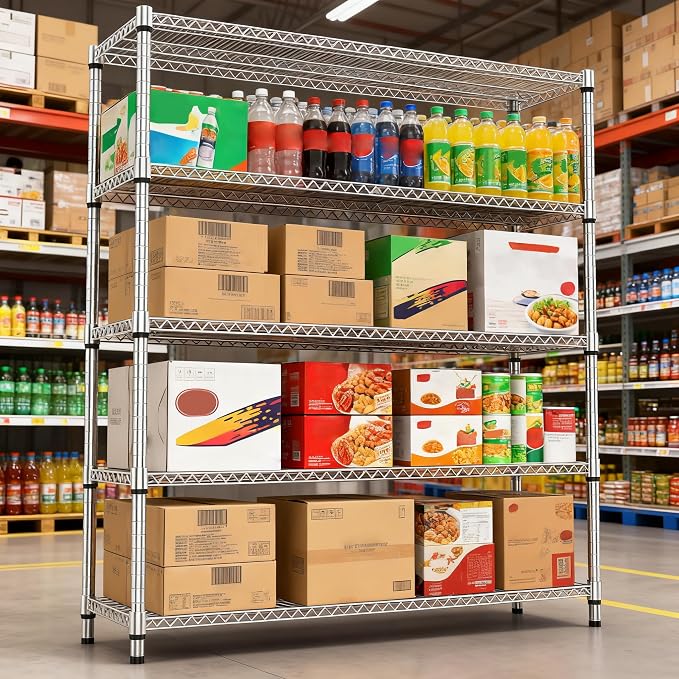 M MZG 5 Tiers Shelf 3300 lbs Steel Storage Shelving Utility Shelving Unit Steel Organizer Wire Rack for Home,Kitchen,Office,Garage Chrome 17.7" D x 47.2" W x 70.3" H - Image 6