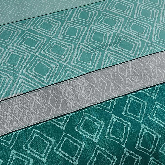 Dinjoy Teal Green King Size Comforter Set,Striped Boho Bed in a Bag King 7 Pieces Soft Bedding Comforters Sets with Sheet Beds Warm Microfiber Complete Set for All Season