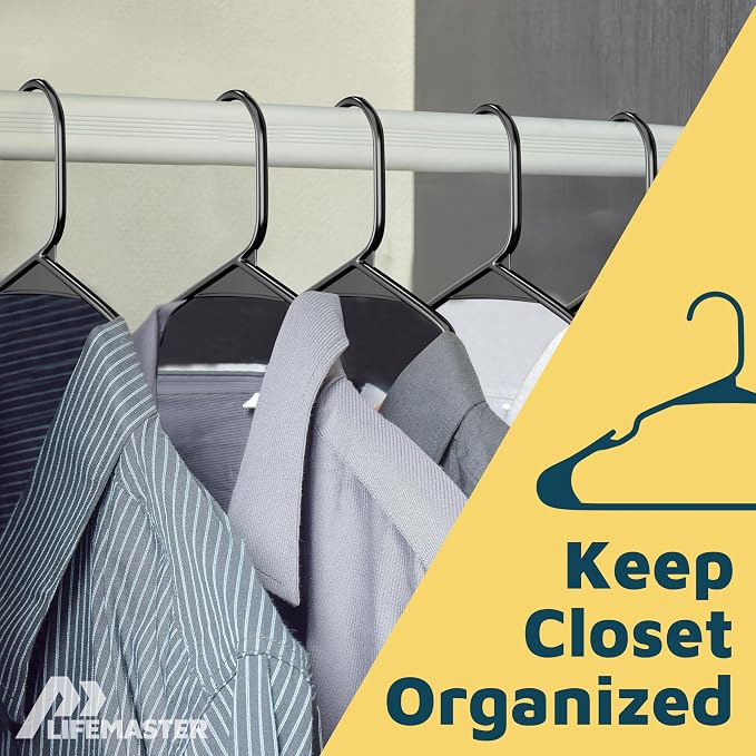 Plastic Clothes Hangers – Heavy Duty Hanger Set, for Organizing Clothes, Dresses, and Coats, Holds Up to 5 lbs, Space-Saving Hangers with Non-Slip Shoulder Grooves, Pack of 60, Black - Image 5