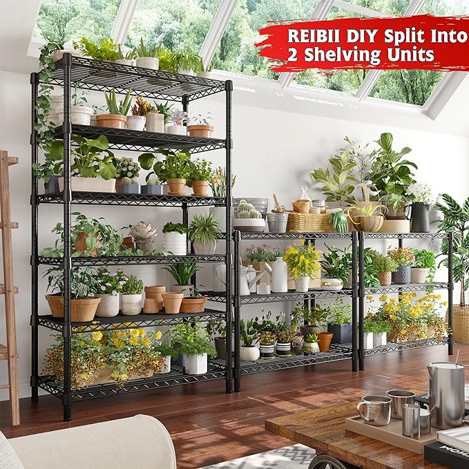 REIBII 6 Tier Wire Shelving,1800LBS Storage Shelves Metal Shelves for Storage Rack,75''H Adjustable Garage Shelving Heavy Duty Shelving Units Pantry Shelf Kitchen,75''HX35.5''WX18''D - Image 5