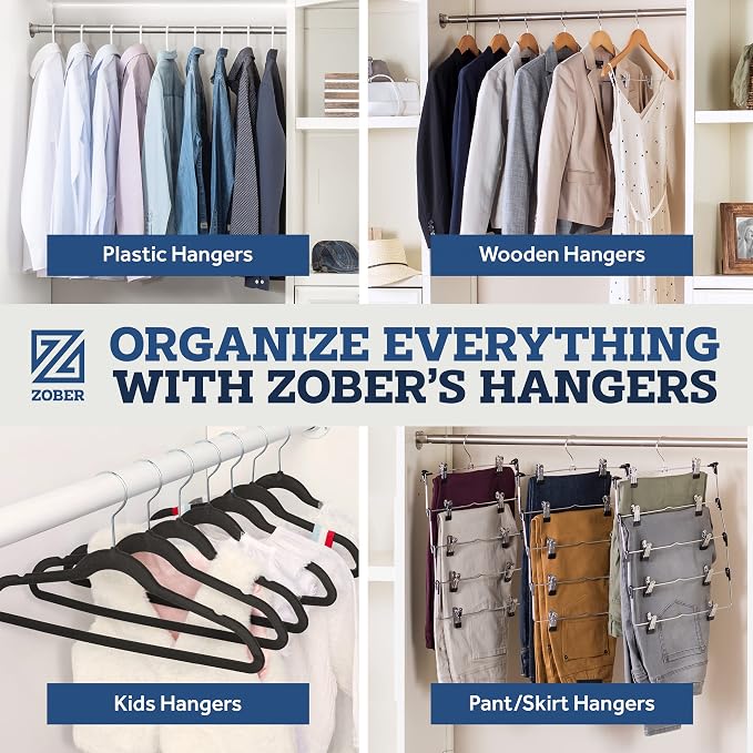 Zober Velvet Hangers 50 Pack - Ivory for Coats, Pants & Dress Clothes - Non Slip w/ 360 Degree Swivel, Holds up to 10 lbs - Strong Felt Hangers for Clothing - Image 8
