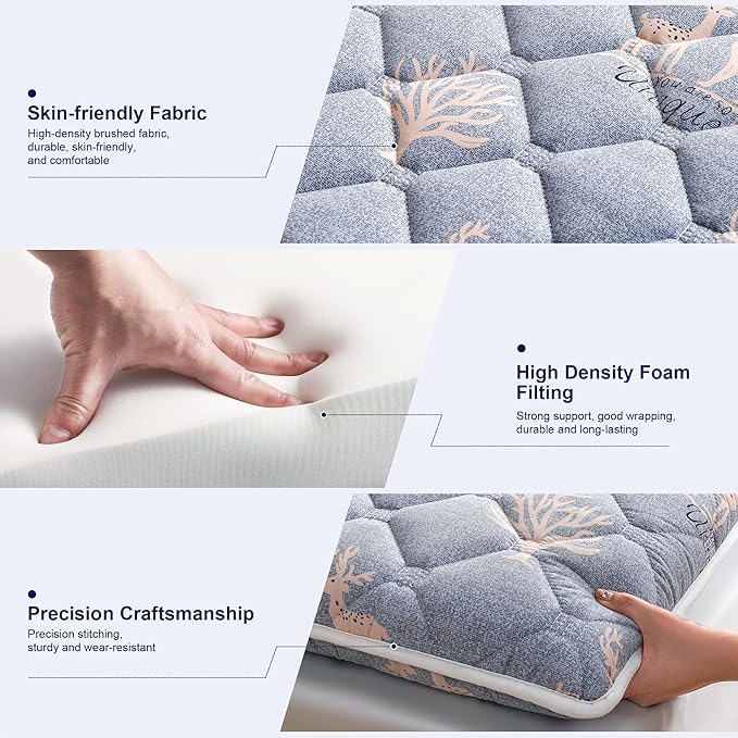 Premium Foam Twin Mattress Topper -Thick 9-Layer Modern Comfort Topper, 60-mil Foam-Back Pain Relief & Comfort Support, Breathable & Hypoallergenic