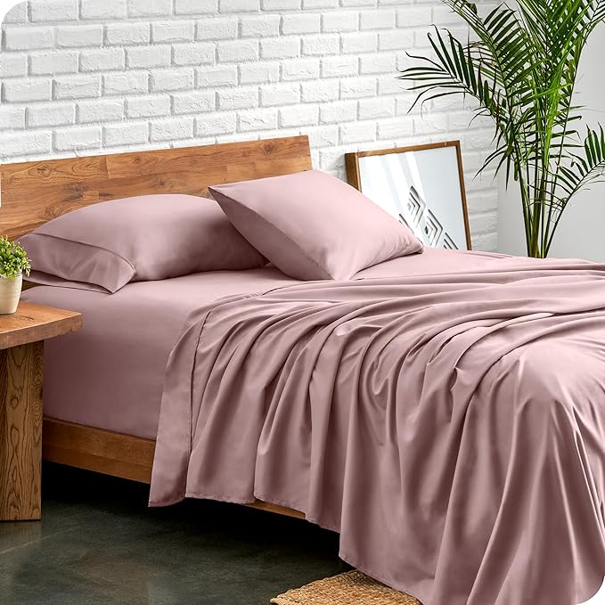 Bare Home California King Sheet Set - 1800 Ultra-Soft Microfiber Cal King Bed Sheets - Double Brushed - Deep Pockets - Easy Fit - 4 Piece Set - Bed Sheets (California King, Mauve)
