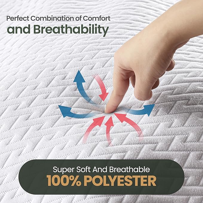 Utopia Bedding Waterproof Mattress Protector Twin XL Size, Premium 3D Air Soft Fabric Mattress Cover, Fits 15 Inches Deep, Breathable, Fitted Style with Stretchable Pockets
