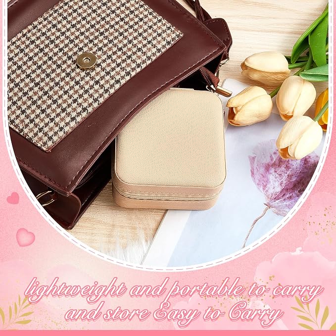 Taiyin Travel Jewelry Case, Bridesmaid Gifts Mini Jewelry Organizer, PU Leather Portable Earring Box for Women Girls - Image 4