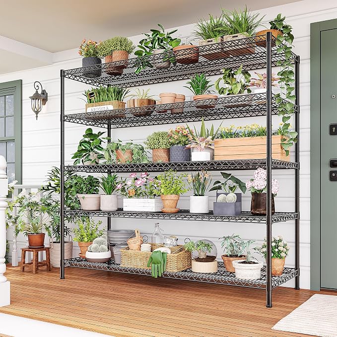 REIBII 55.5" W Storage Shelves 3200LBS Wire Shelving Unit 5 Tier Metal Shelving Heavy Duty Garage Shelving Metal Shelves for Storage Rack Adjustable Pantry Shelf, 55.5" W X 18''D X 71" H, 3PCS - Image 7