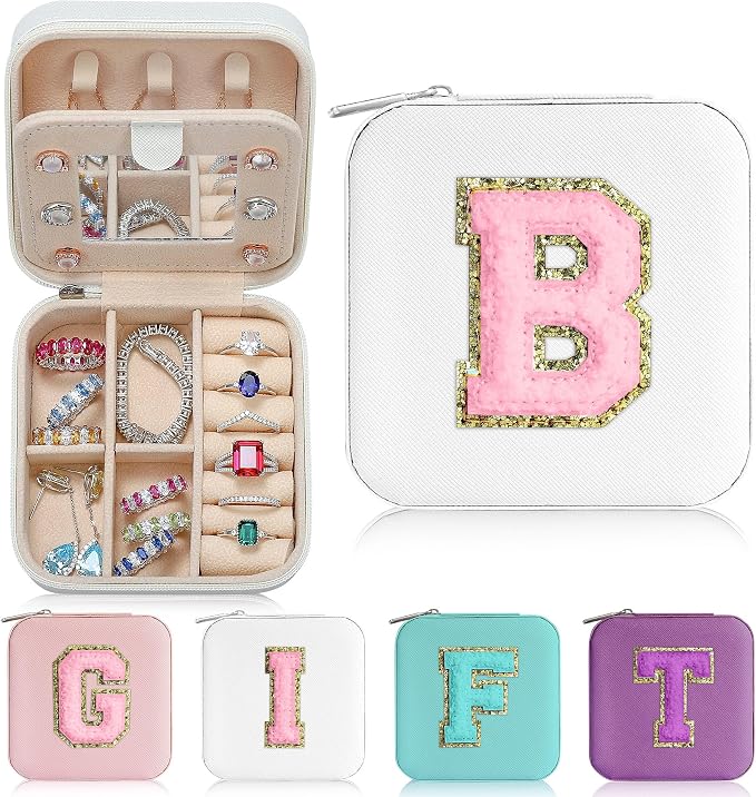 Parima Teen Girl Gifts Trendy Stuff for Girls, White Jewelry Box for Girl | Travel Must Have Jewelry Boxes for Teens | Birthday Gift for Teen Girls Graduation Travel Gift - Letter B, White by PARIMA