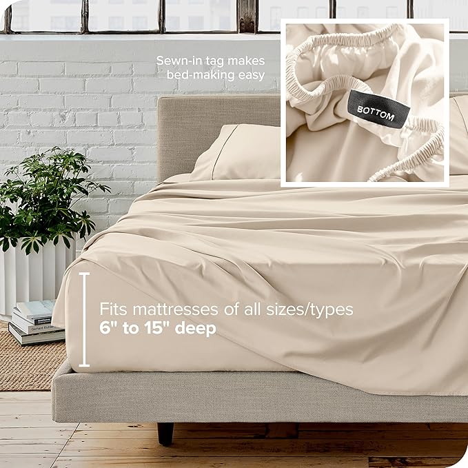 Bare Home Split California King Sheet Set - 1800 Ultra-Soft Microfiber Bed Sheets - Double Brushed - Deep Pockets - Easy Fit - 5 Piece Set - Bed Sheets (Split Cal King, Sand)