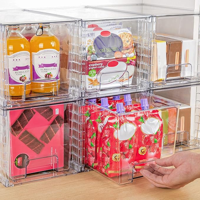 Vtopmart 2 Pack Large Stackable Storage Drawers,Clear Acrylic Drawer Organizers with Handles, Easily Assemble for Bathroom,Kitchen Undersink,Cabinet,Closet,Makeup,Pantry organization and Storage - Image 5