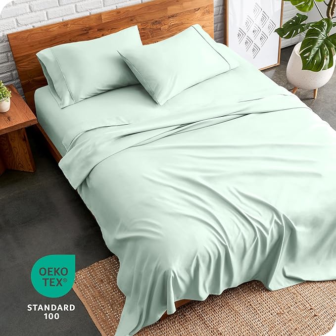 Bare Home Queen Sheet Set - 1800 Ultra-Soft Microfiber Queen Bed Sheets - Double Brushed - Deep Pockets - Easy Fit - 4 Piece Set - Bedding Sheets & Pillowcases (Queen, Spring Mint)