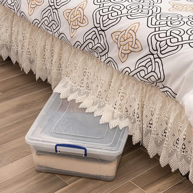 Superio Storage Bins with Lids- Clear Boxes for Organizing, Stackable Plastic Containers- BPA Free, Non-Toxic, Odor Free, Organizer for Home, Office, Dorm (6 Pack, 42 Qt (Under Bed-Wheeled))