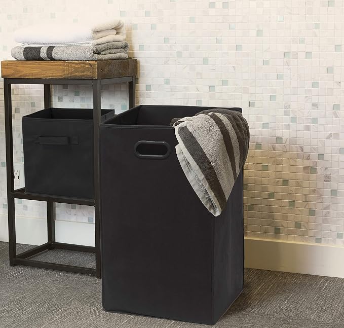 Simple Houseware Foldable Closet Laundry Hamper Basket, Black - Image 4