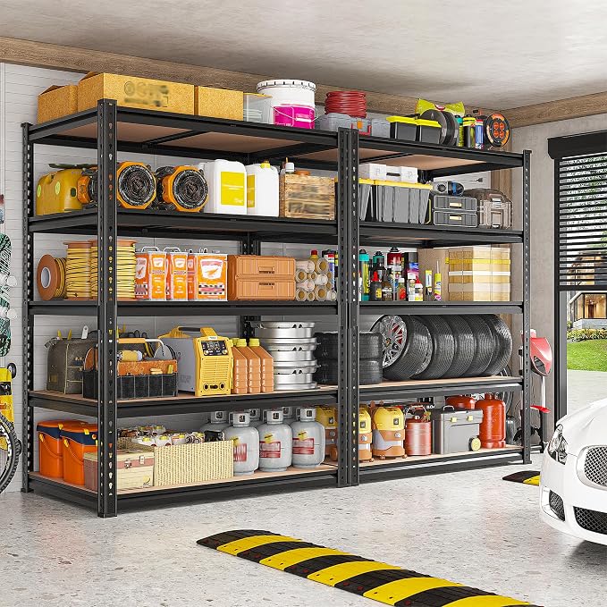 REIBII 2400LBS Storage Shelves 5 Tier Garage Shelving Heavy Duty, Adjustable Metal Shelving, Garage Shelves for Basement, Warehouse, Pantry, Closet, Kitchen 72" H x 35.55" W x 16" D, Black, 4 Pack - Image 7