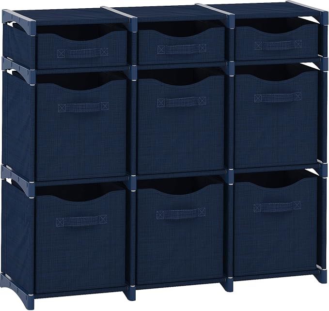 Cube Storage Organizer with Storage Bins Included - The Perfect Closet Organizers and Storage Solution. Includes 9 Storage Cubes, Great For Toy Storage, Closet Storage, Clothes Storage (Navy) by Neaterize