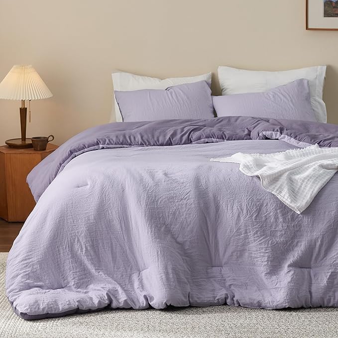 Bedsure King Comforter Set, Purple Lavender Soft Prewashed Bedding for All Seasons, 3 Pieces GentleSoft™ Bed Set, 1 Lightweight Comforter (104"x90") and 2 Pillowcases (20"x36")