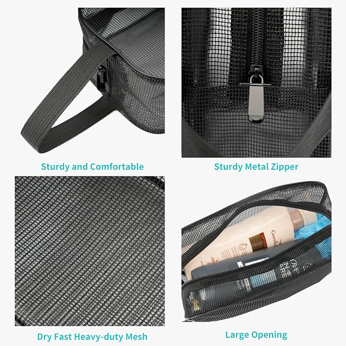 REDSINDA Mesh Shower Caddy Bag for Bathroom Gym Camping Portable Travel Mesh Toiletry Bag for Women Men - Image 3