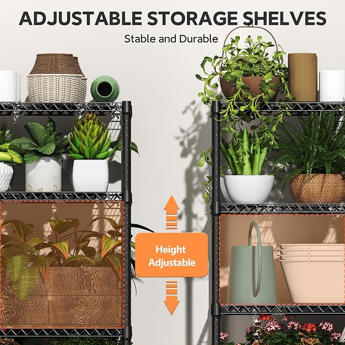 M MZG 6 Tiers Storage Shelves Load 2100LBS, Metal Shelving Wire Metal Shelving Unit Shelves for Storage Adjustable Garage Shelving for Pantry Kitchen Garage Black 17.7" D x 47.3" W x 82.4" H - Image 4