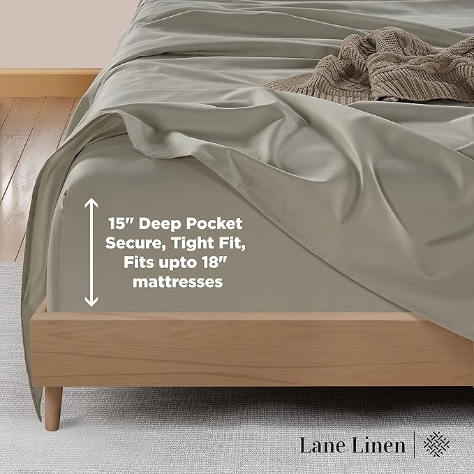 LANE LINEN Split King Sheet Sets for Adjustable Beds - 5 PCs, 600 Thread Count Split King Sheets Set - Sateen Weave King Split Sheets for Adjustable Bed Luxury Hotel Thick Bedding - Silver