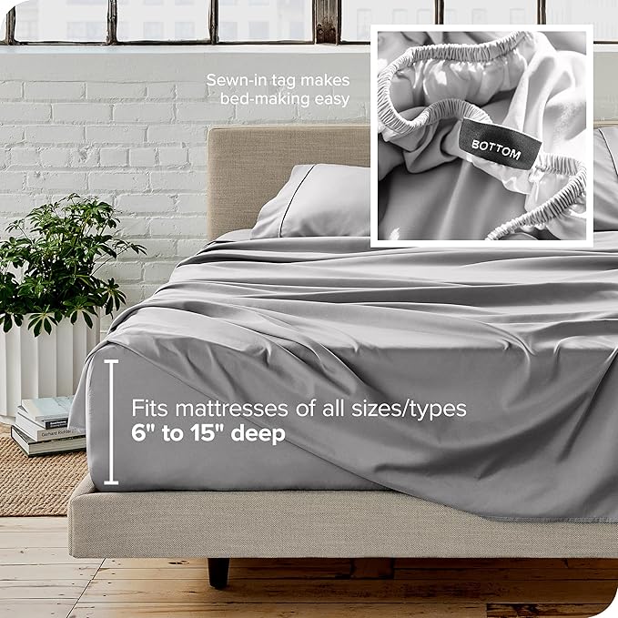 Bare Home Twin Sheet Set - 1800 Ultra-Soft Microfiber Twin Bed Sheets - Double Brushed - Deep Pockets - Easy Fit - 3 Piece Set - Bedding Sheets & Pillowcases (Twin, Light Grey)