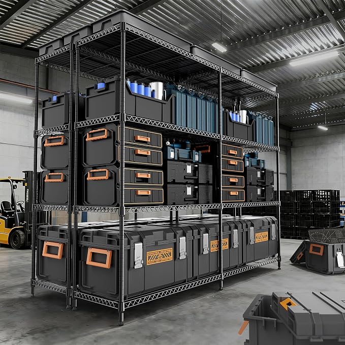 M MZG 4 Tiers Storage Shelves Load 1200LBS, Metal Shelving Wire Metal Shelving Unit Shelves for Storage Adjustable Garage Shelving for Pantry Kitchen Garage Black 15.8" D x 33.5" W x 59.5" H - Image 2