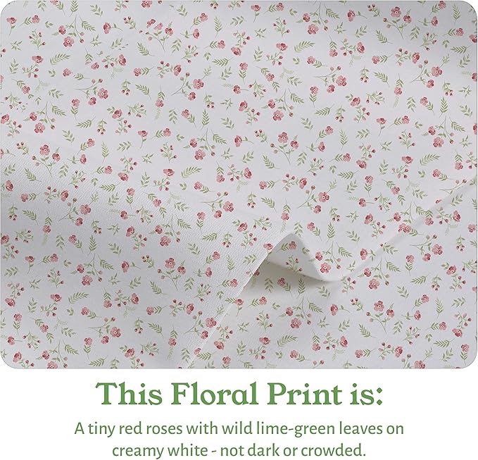 California Design Den Cal King Floral Sheet Set, 100% Organic Cotton Percale Sheets, Deep Pocket California King Sheets & Pillowcase Set - Floral