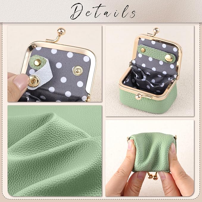 Zivyes Mini Jewelry Box Travel Small Coin Purse Organizer Case Genuine Leather Tiny Size (Green) - Image 5
