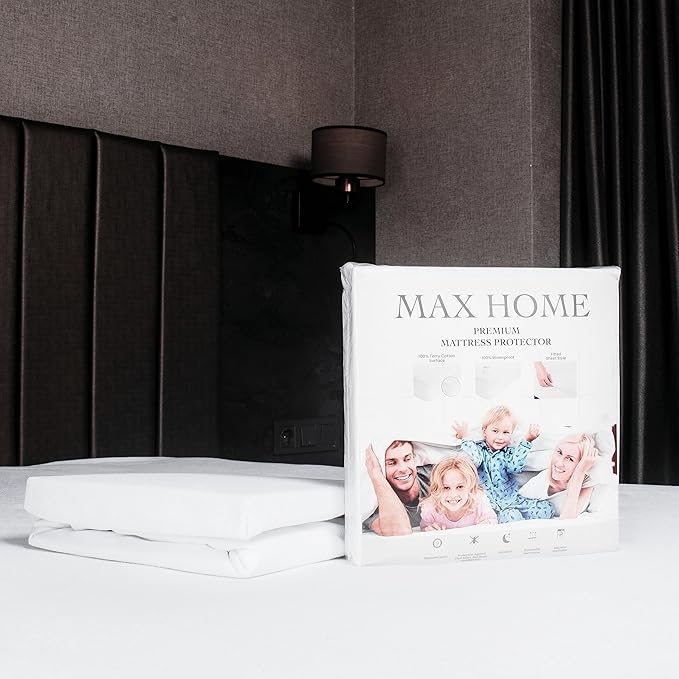 Premium 100% Waterproof Mattress Protector Full XL Size,Absorbent, Cotton, Bed, Breathable Fitted Mattress Cover with Stretchable Pockets, Cover Smooth Soft Noiseless Washable