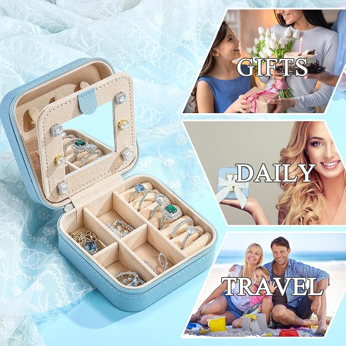 Parima Christmas Gifts List 2025 Ideas - Personalized Initial Travel Jewelry Case, 4 5 6 7 8 9 10 11 12 Year Old Girl Birthday Gifts Christmas Gifts for Daughter Granddaughter - Letter G, Sky Blue - Image 7