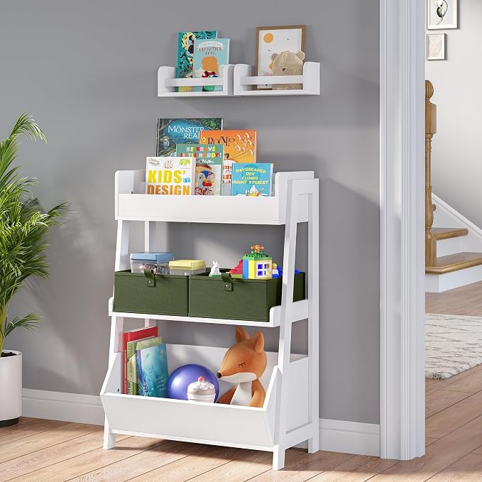 RiverRidge Kids 2pc Folding Storage Bins Set - 10.5” Bin Organizer with Handles - Olive Closet Organizer and Storage for Toys, Games, Shoes - Foldable Cube Storage Organizer Bins for Playroom, Nursery - Image 2
