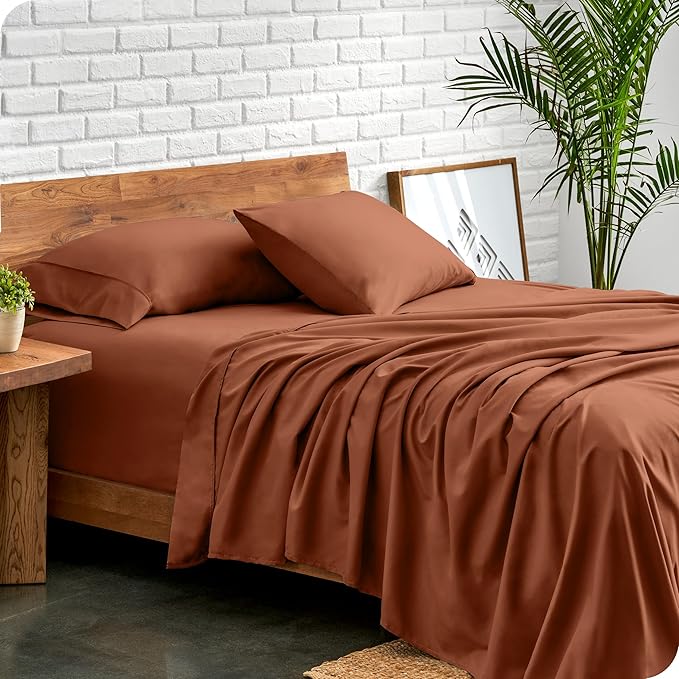Bare Home King Sheet Set - 1800 Ultra-Soft Microfiber King Bed Sheets - Double Brushed - Deep Pockets - Easy Fit - 4 Piece Set - Bedding Sheets & Pillowcases (King, Terracotta)