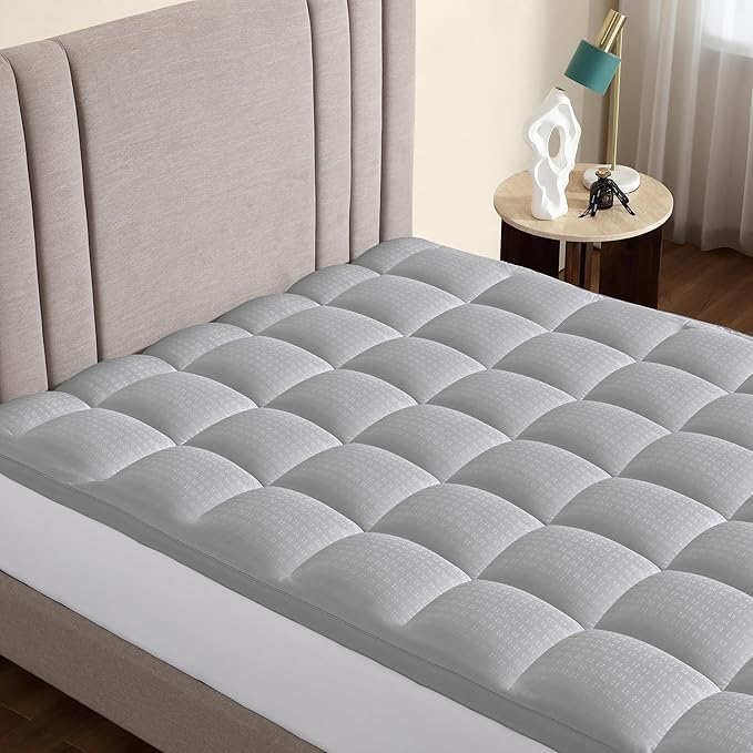 CirclesHome Hotel Collection King Size Hybrid Mattress Protector & Pad - Extra Padded, Thick, Plush, & Fitted Mattress Topper for Bed - Comfortable Pillow Top Mattress Cover